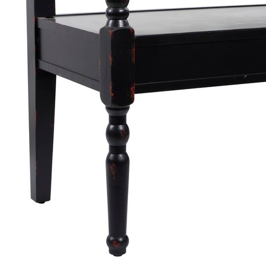 Dark Mahogany Wooden Farmhouse Indoor Bench